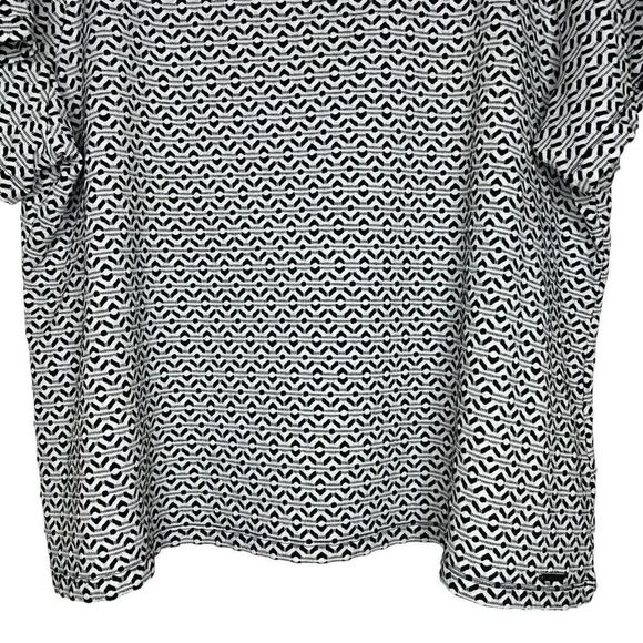 Calvin Klein Black White Textured Print Short Sleeve Blouse 2X - Picture 3 of 10